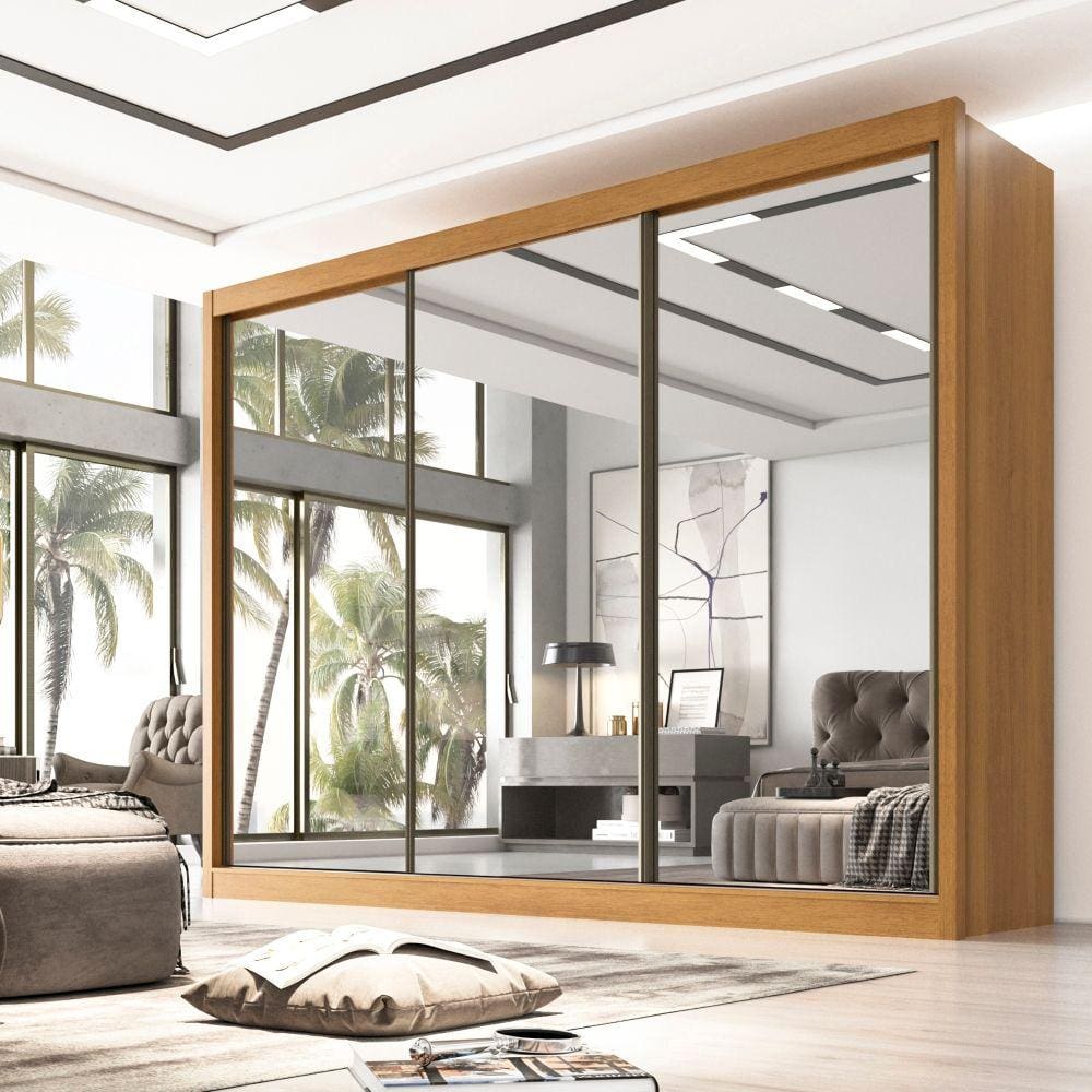 Guarda Roupa Casal 3 Portas 6 Gavetas 100% MDF Qatar D Doro Moveis Cinamomo