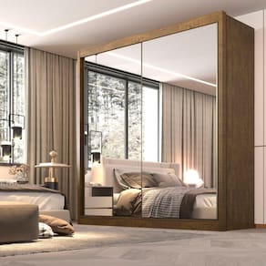 Guarda Roupa Casal 2 Portas com Espelho 6 Gavetas 100% MDF California D Doro Moveis Ypê