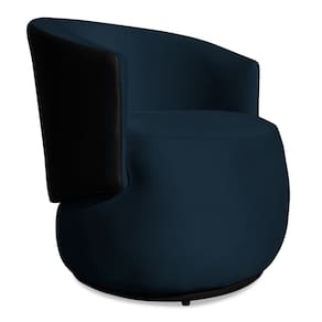 Poltrona Orgânica Decorativa Lara Veludo Azul Marinho/PU Preto - Montanaris Decor
