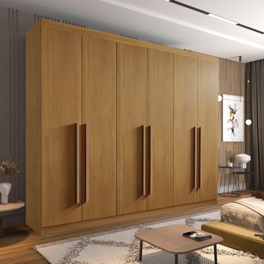 Guarda Roupa Casal 6 Portas 6 Gavetas 100% MDF Paris D Doro Cinamomo