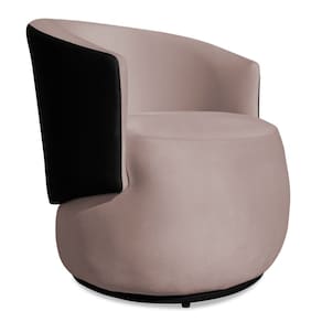 Poltrona Orgânica Decorativa Lara Veludo Rosê/PU Preto - Montanaris Decor