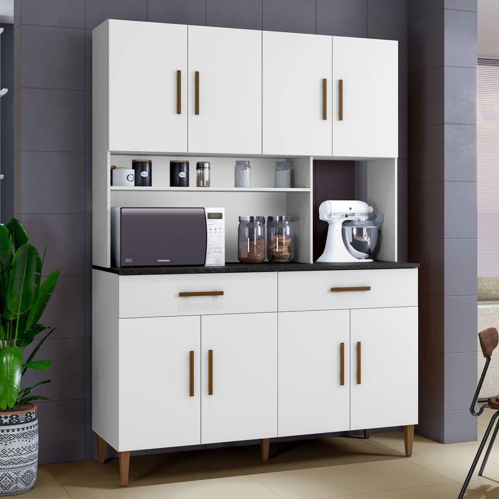 Armário De Cozinha 8 Portas 2 Gavetas Fortaleza Branco