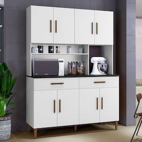 Armário De Cozinha 8 Portas 2 Gavetas Fortaleza Branco