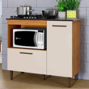 Balcão 2 Portas para Cooktop 4 Bocas Zurique Nature/Off White