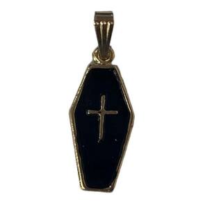 Pingente Caixão Preto 2,6 Cm Em Metal Dourado