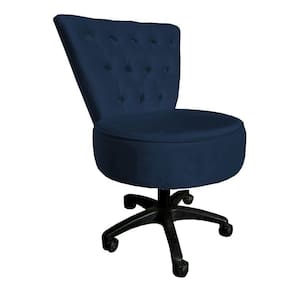 Cadeira Mocho Capitonê Elegância Veludo Azul Marinho Base Giratória - Pallazio