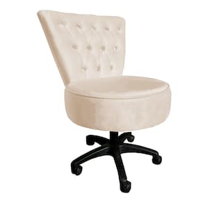 Cadeira Mocho Capitonê Elegância Veludo Bege Base Giratória - Pallazio