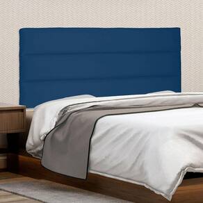 Cabeceira Suspensa Solteiro 90cm Suede La Italiana Spezzia Azul Marinho