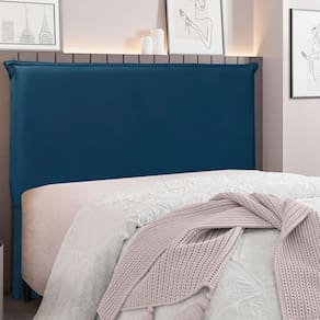 Cabeceira Casal 140cm Veludo Veneza Spezzia Azul Marinho