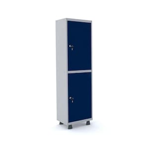 Roupeiro 2 Portas Aço Pandin Móveis Cinza/Azul Del Rei