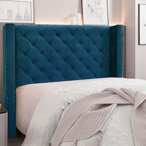 Cabeceira Casal 140cm Veludo Vicenza Spezzia Azul Marinho