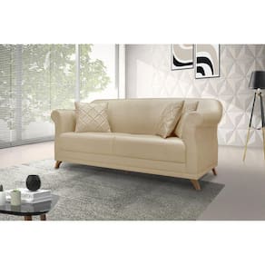 Sofá 3 Lugares 200cm Linho Arras Spezzia Decor Dourado
