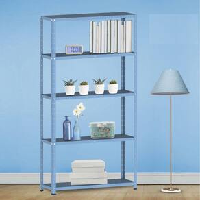 Estante para Livros com Estrutura Metálica 5 Prateleiras Azul Dali