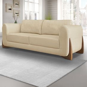 Sofá 3 Lugares 230cm Linho Djon Spezzia Decor Dourado