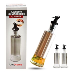 Kit 2 Galheteiro Em Aço Inox Vidro Com Dosador Vinagre 300Ml