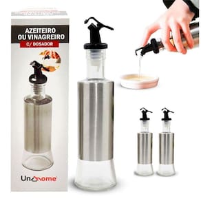 Kit Com 2 Galheteiro Em Vidro E Aço Inox Com Dosador 300Ml