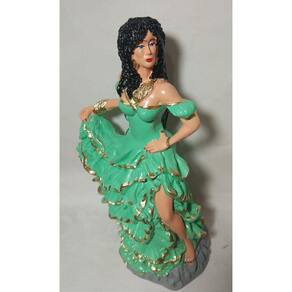 Imagem Cigana Esmeralda Rica Verde Claro Em Gesso 25 Cm
