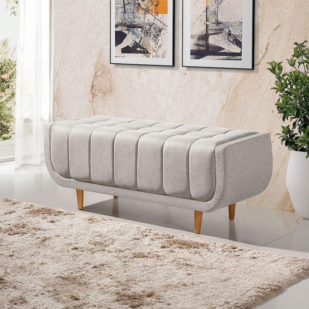 Recamier Alemanha 1,00M com Base Madeira Linho Sofatec