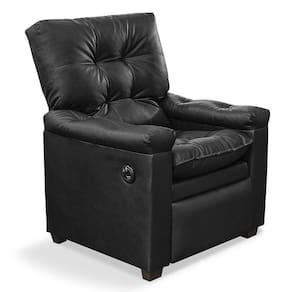 Poltrona do Papai com Massagem Couríssimo Preto Imperador - SOFA STORE
