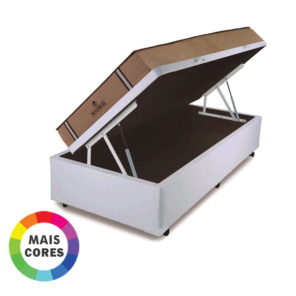 Cama Box Baú Solteiro Bravus + Colchão Madrid D33 Molas Ensacadas 78X188x66cm - Vstore