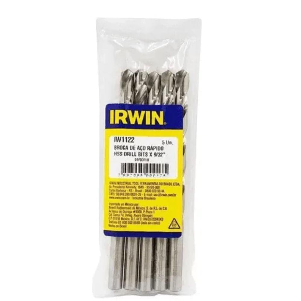 Kit C/ 5 Broca Aço Rápido 9/32 Irwin