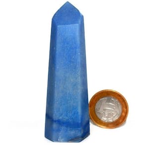 Ponta Aventurina Azul Natural Sextavado 12 a 15 cm Tipo B