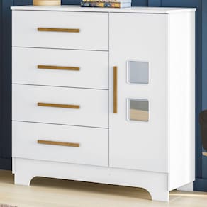 Cômoda Fly 1 Porta 4 Gavetas Branco - Tigus
