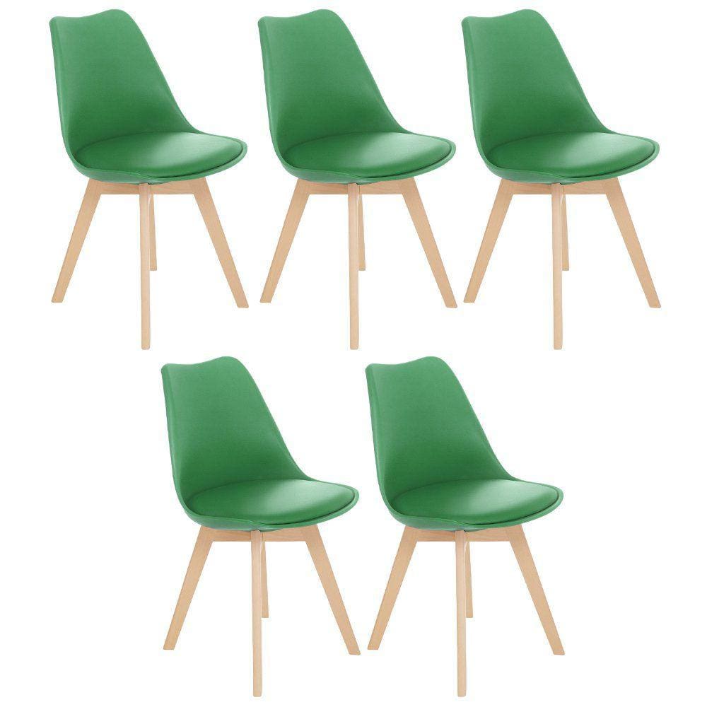Kit 5 cadeiras jantar cozinha Leda Eames com assento estofado