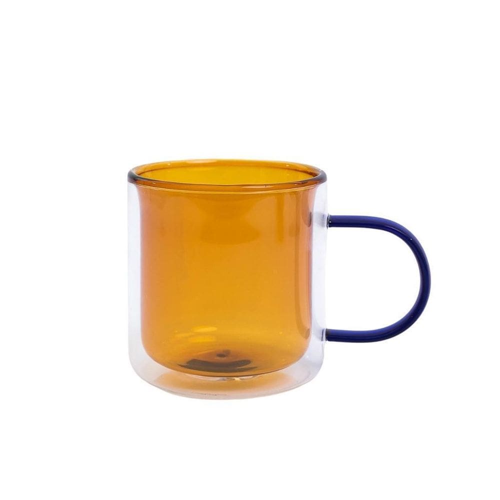 Caneca Dueto Dupla Vidro 350Ml Âmbar