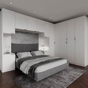 Guarda Roupa Modulado de Casal 12 Portas 6 Peças 2 Mesas de Cabeceira Hera CabeCasa MadeiraMadeira Branco Geada