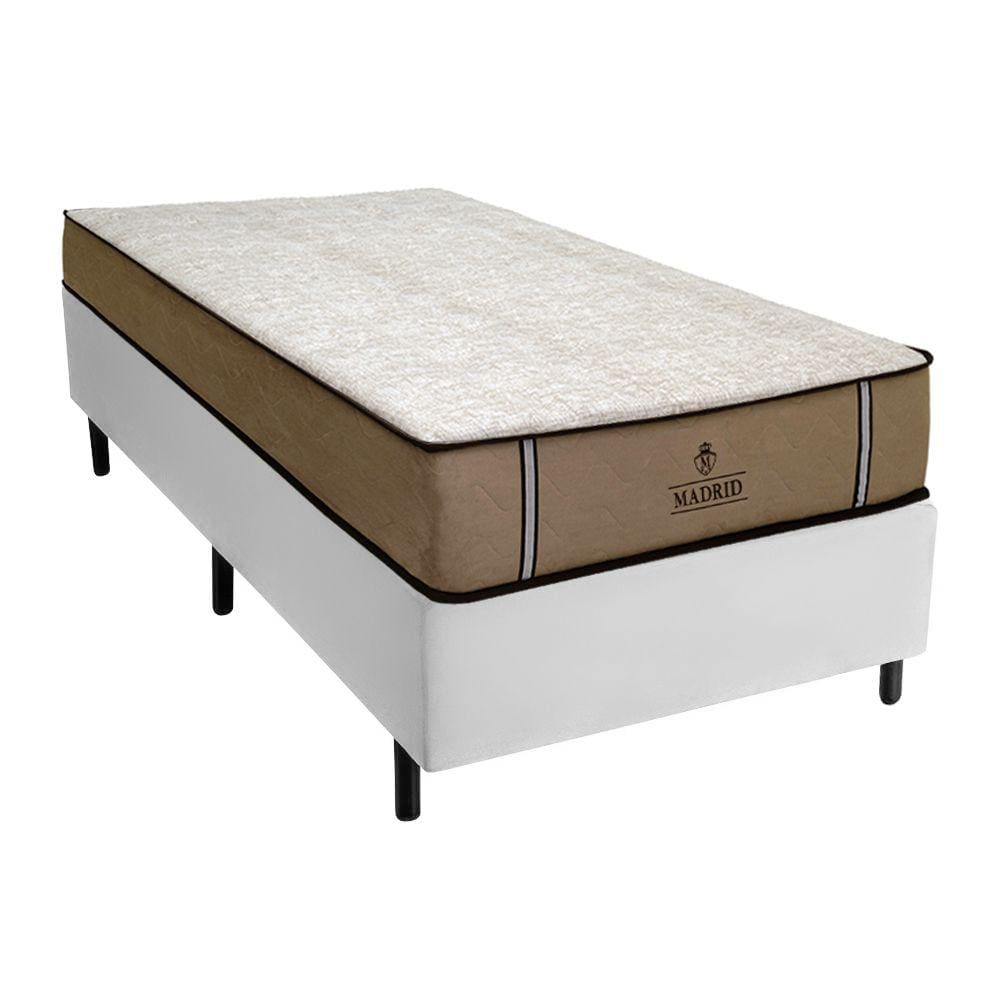 Cama Box Solteiro + Colchão Madrid D33 Molas Ensacadas 78X188x66cm - Vstore