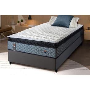 Conjunto Cama Box Espuma Chicago Cinza Solteiro 88x188x57