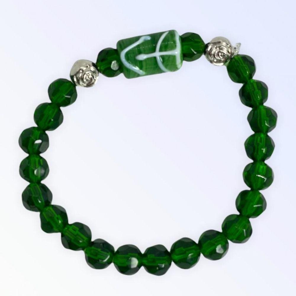 Pulseira Oxossi Firma Verde Cristal e Silicone