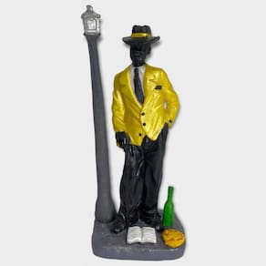 Imagem Zé Pelintra Palitó Amarelo Escultura Resina 18 Cm