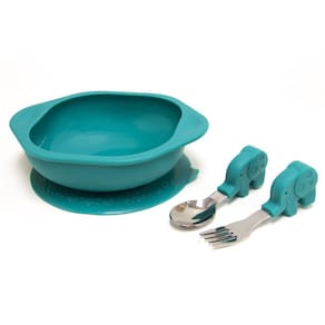 Kit infantil com Tigela e Primeiro talher Elefante Marcus Marcus