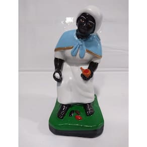 Imagem Preta Velha Almas Chale Azul Escultura Gesso 20 Cm