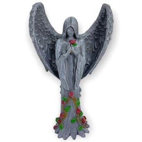 Imagem Anjo Negro Fêmea Cor Cimento Claro Resina 25 Cm