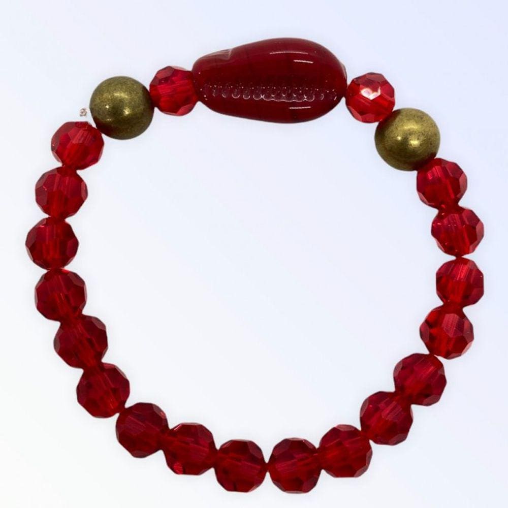 Pulseira Iansã Búzios Cristal Vermelho E Silicone