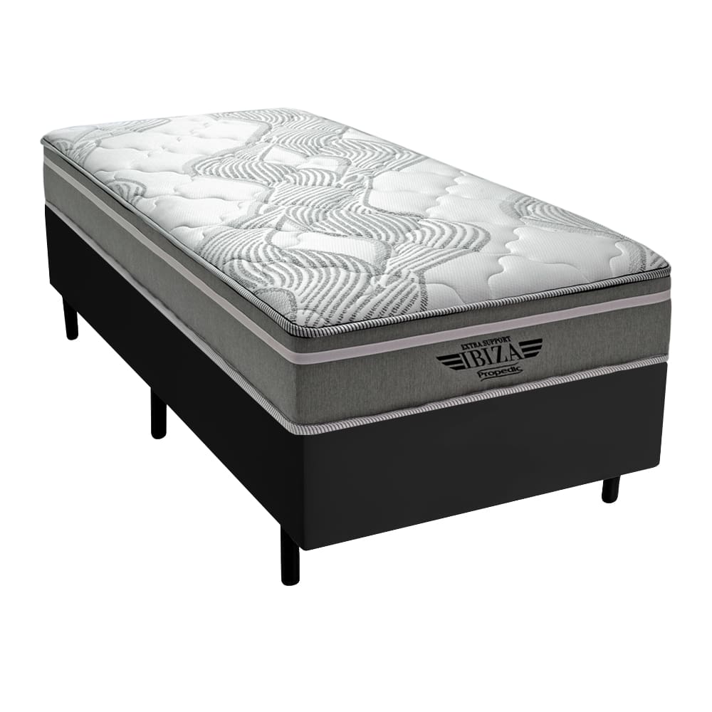 Cama Box Solteiro + Colchão Ibiza D33 Mola Superlastic 88X188x60cm - Vstore