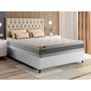 Conjunto Cama Box Espuma Oxford Verde Casal 138x188x67