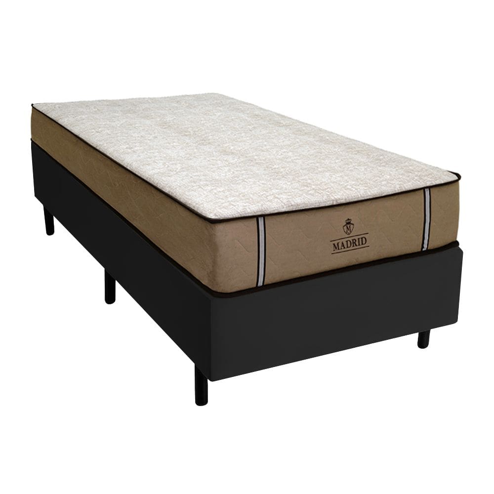 Cama Box Solteirão + Colchão Madrid D33 Molas Ensacadas 96X203x66cm - Vstore