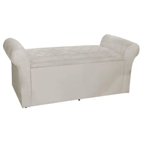 Báu Calçadeira Cancun 90cm Suede Bege - Vallisa Decor