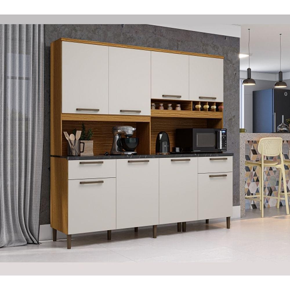 Kit Cozinha Compacta 8 Portas 2 Gavetas 100% MDF Cabernet Prime