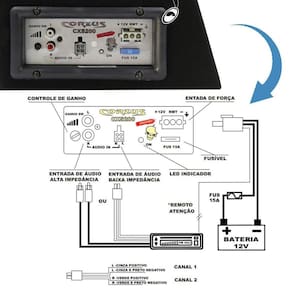 Caixa Amplificada Automotiva Universal Cxs 200 Sub 8``