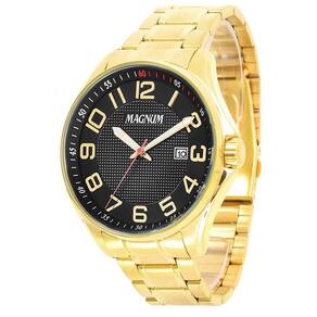 Relógio MAGNUM masculino dourado silicone marrom MA34414M