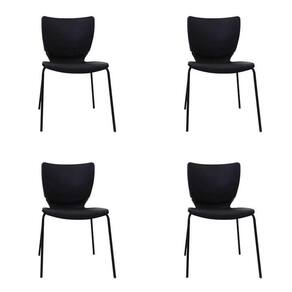 Conjunto 4 Cadeiras Empilháveis Mono Prima Design Preto