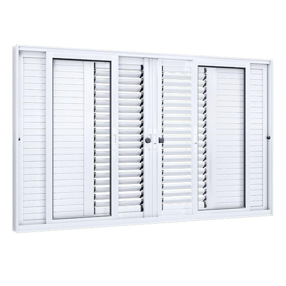 Janela de Correr Alumínio 6 Folhas Lucasa Eccellente 100cmx200cm Branco