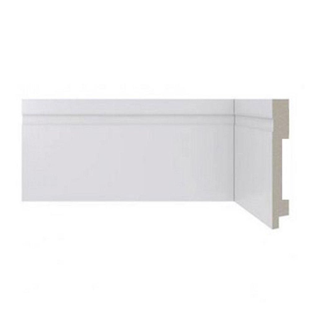 Rodapé de Poliestireno 15cm x 15mm Frisado Metro Linear Casa Grassi - caixa com 2,4 m - Branco