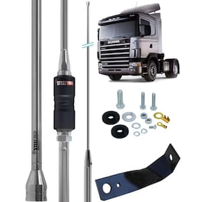 Antena Base Embutida Cromada Px Argentina Inox 1,63m Suporte Dianteiro Scania Carona Parafusos