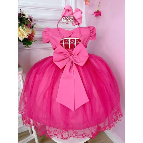 Vestido Infantil Barbie Pink Com Cinto de Pérolas – Moda infantil